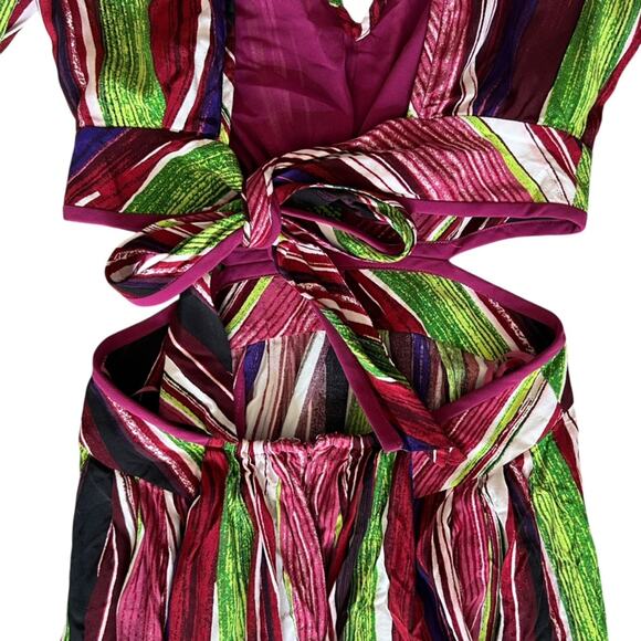 Diane Von Furstenberg DVF Women’s Jenifer Long Sleeve Cutout Striped Maxi Dress - Picture 10 of 16